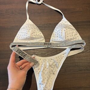 Victoria’s Secret Bride Shine Bikini Triangle Top and Thong Bottom Set Size M